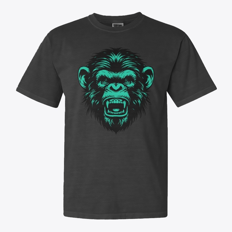 Angry Chimpanzee Head Art