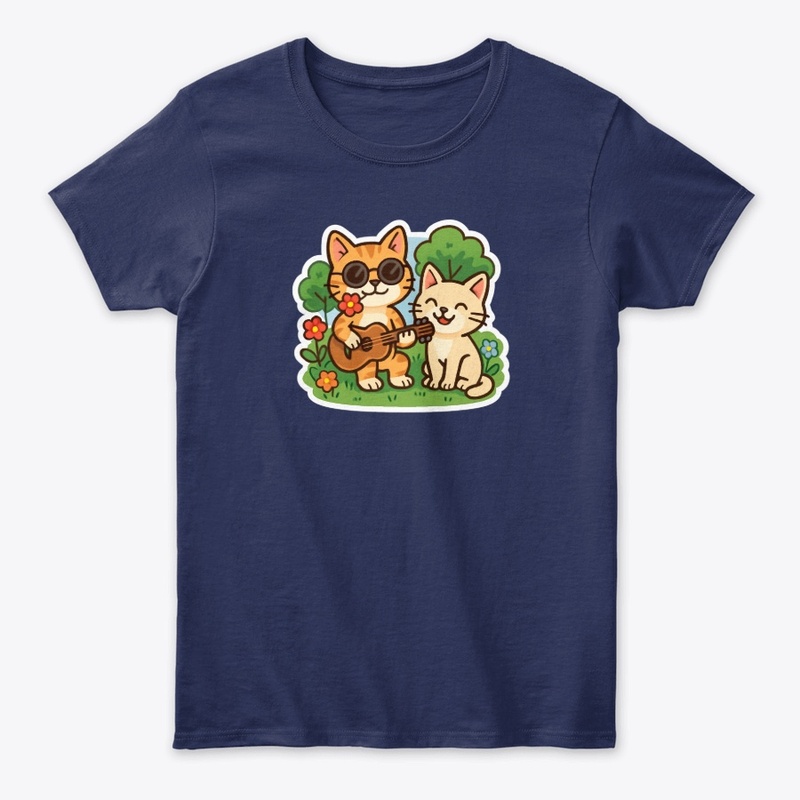 Happy Cat Musicians in Garden