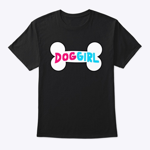 Dog Girl Bone Black T-Shirt Front