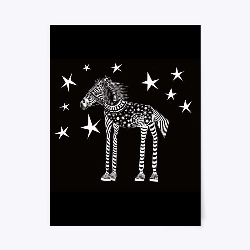 Doodle horse and stars...