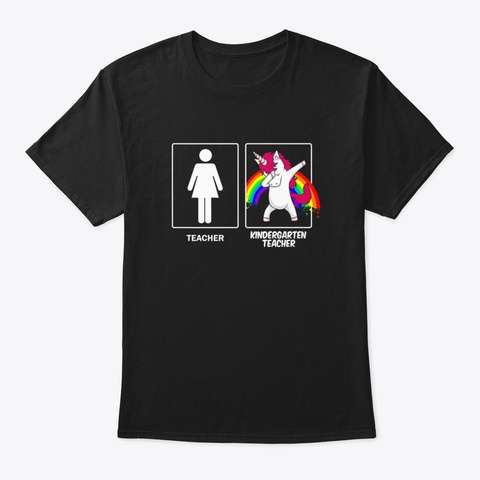 Kindergarten Teacher Tshirt Funny Unicor Black T-Shirt Front