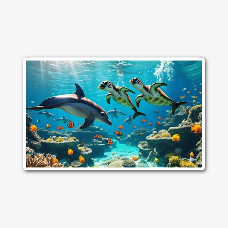 Vibrant Underwater Friends Dolphins