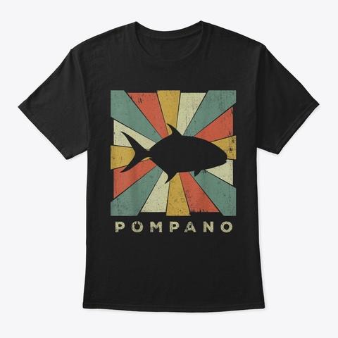 Vintage Pompano Fish Lover Retro Style A Black T-Shirt Front