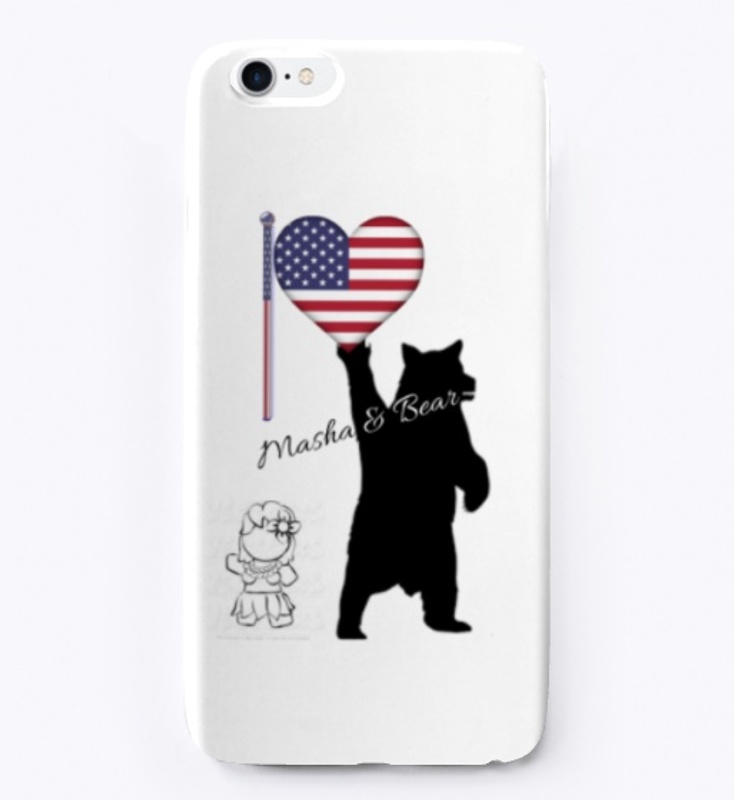 Masha & Bear 4th July American flag Tee