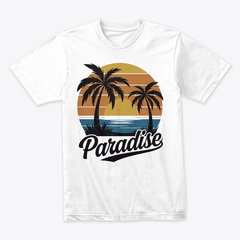 sunset and palm trees T-shirt design.