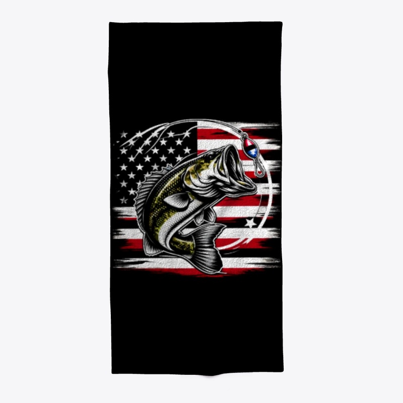 Cute Bass Fishing American Flag Pride