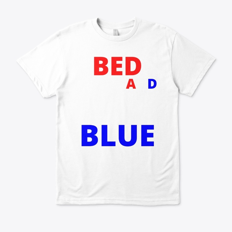 Bed white and blue funny independence na