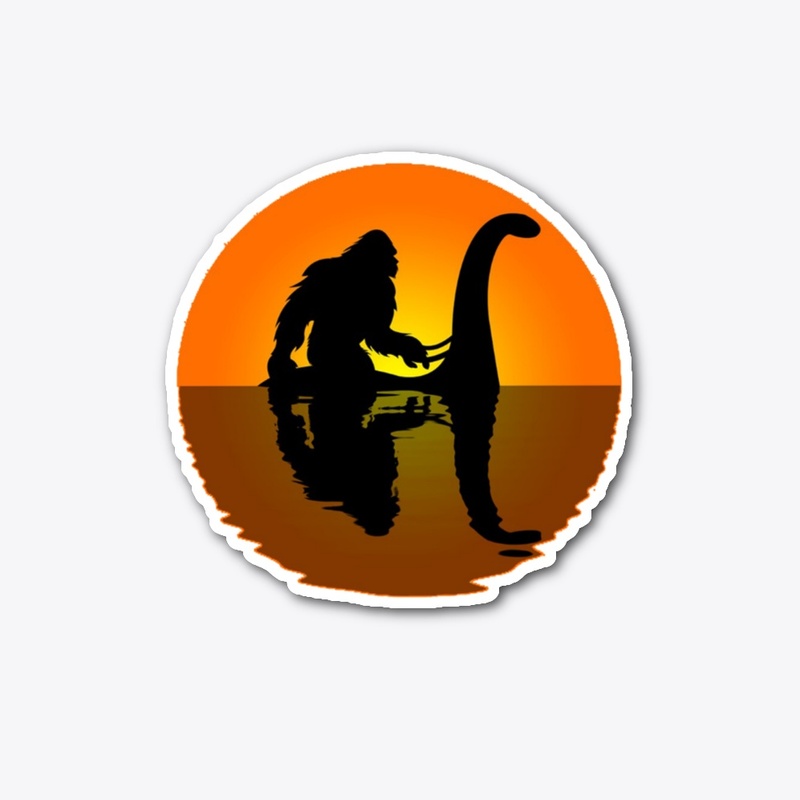 bigfoot Riding Nessie Sticker