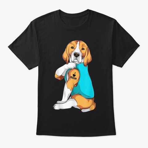 Beagle I Love Mom Apparel Dog Mom Gifts Black T-Shirt Front