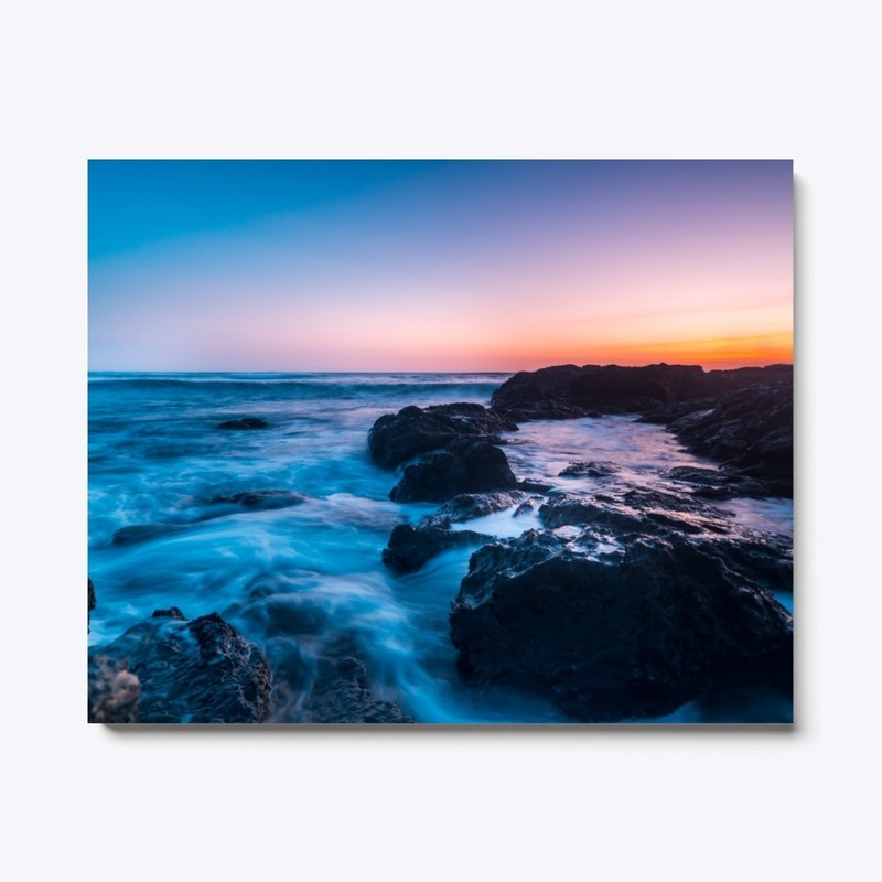 Rocky shore with water waves