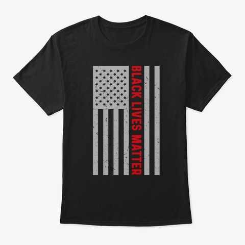 Black Lives Matter American Flag Graphic Black T-Shirt Front