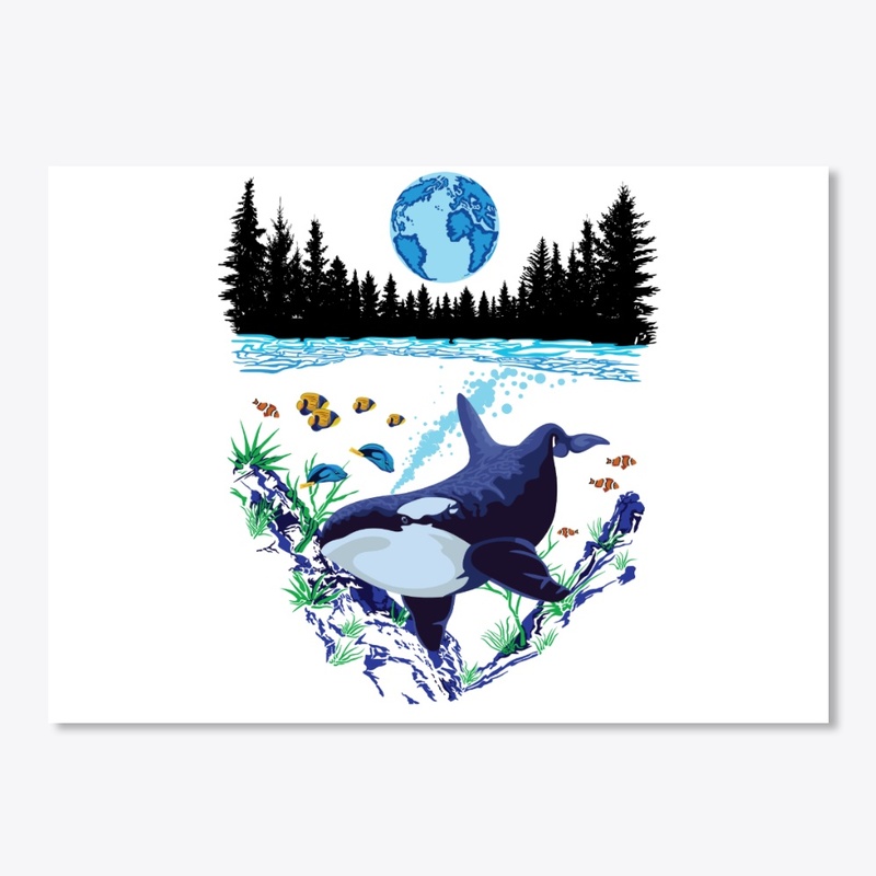 Dark Night Deep Blue Sea Dolphin