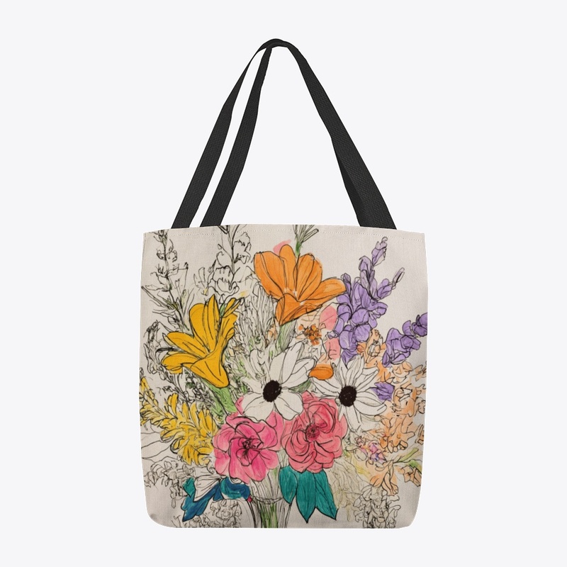 Multicolor Floral Design Tote Bag 