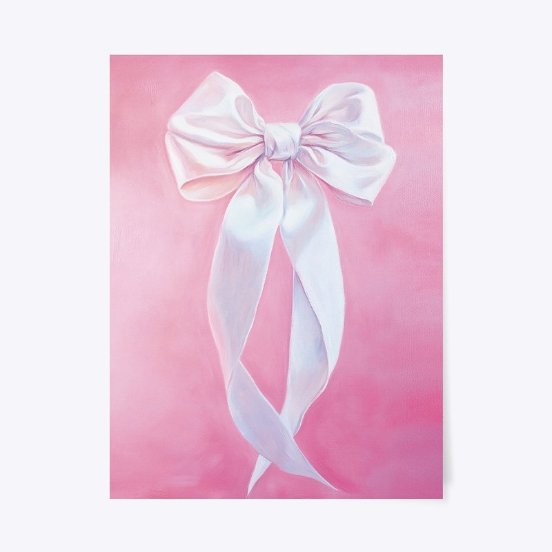 White Bow with Pink 