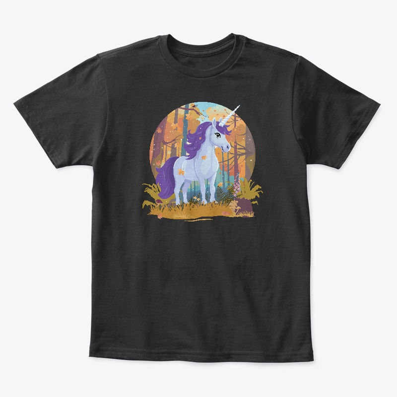 cute unicorn in a fall landscape