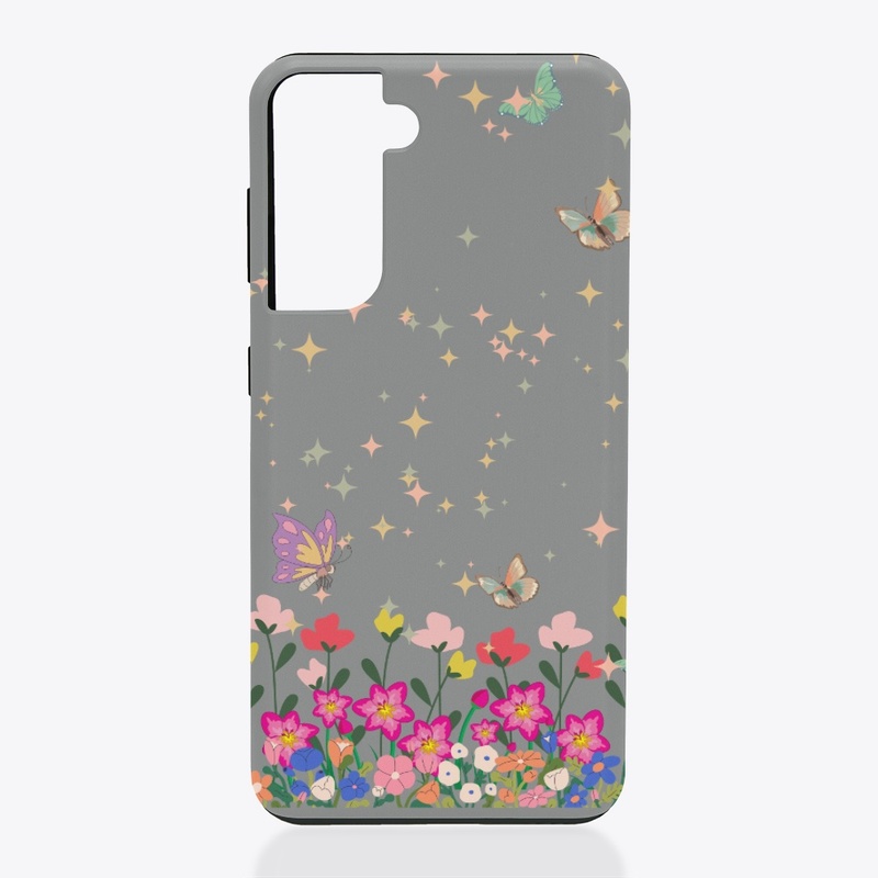 Beautiful flowers and butterflies