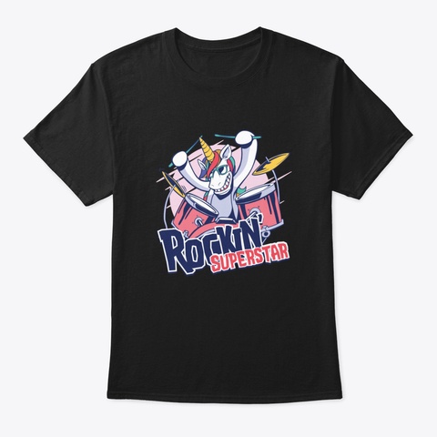 Unicorn Rock Black T-Shirt Front