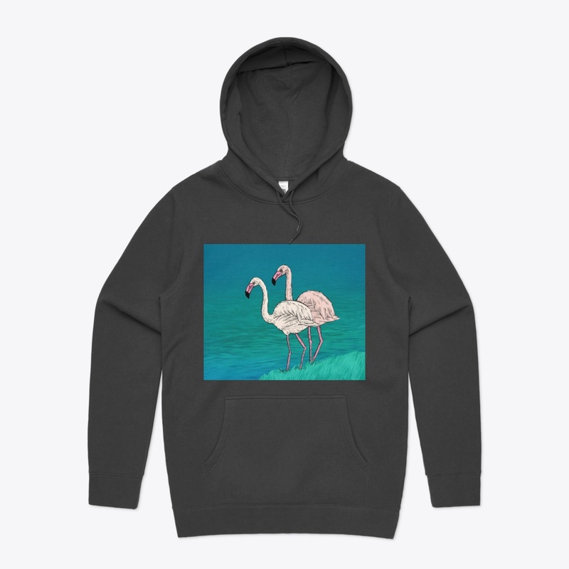Two pink and white  flamingo 