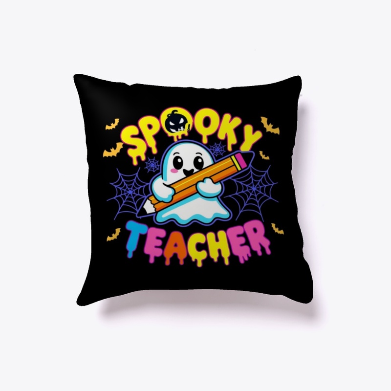 Spooky Teacher Halloween Neon Cute Ghost
