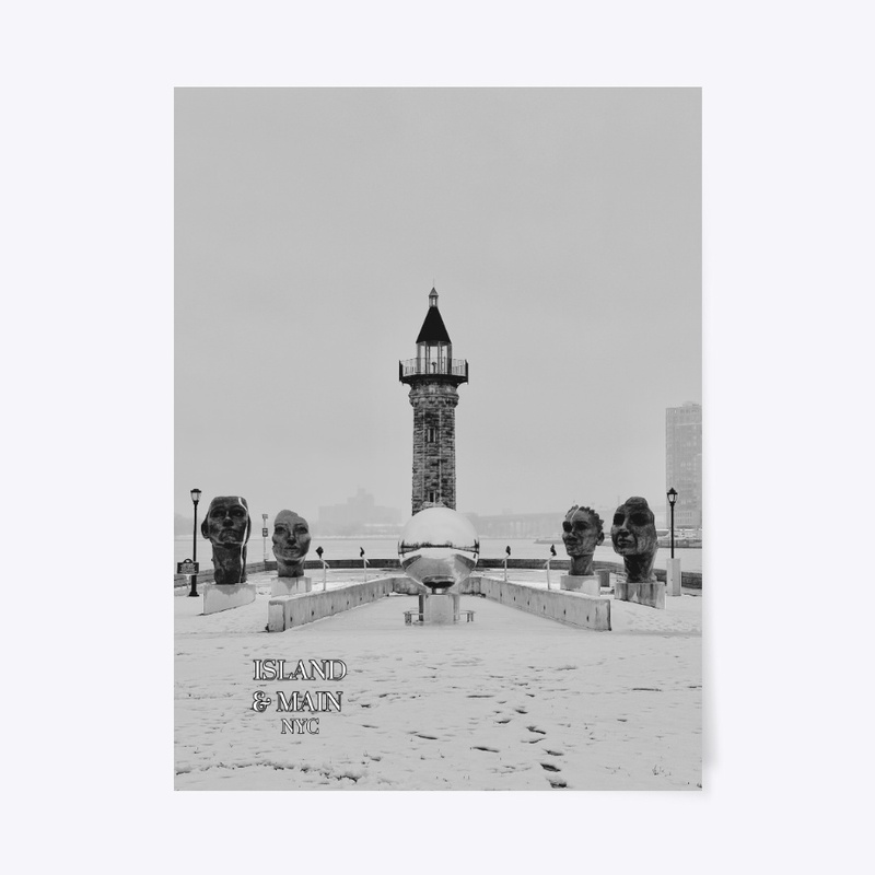 Snowy Lighthouse • Black and White