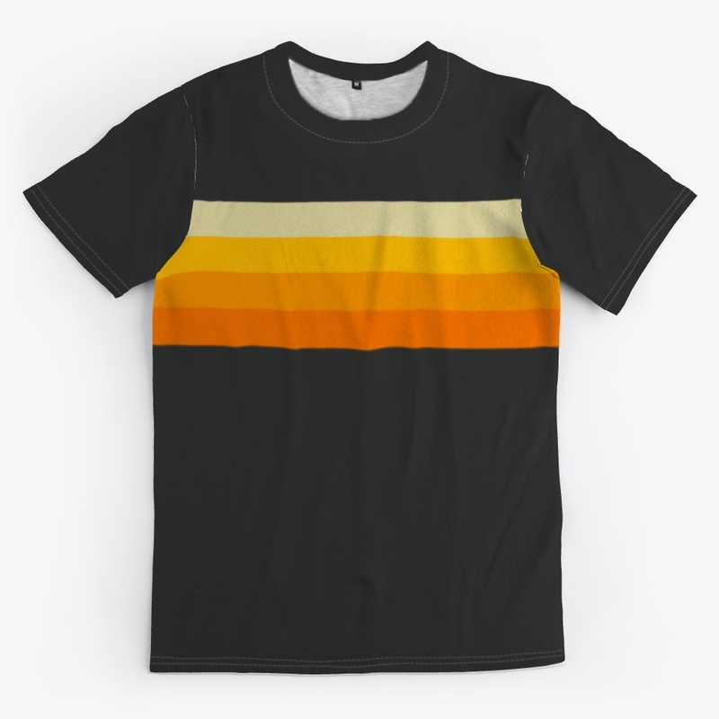 Orange Yellow Retro Stripes On Dark