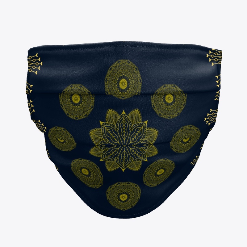 Golden mandala  on dark blue background