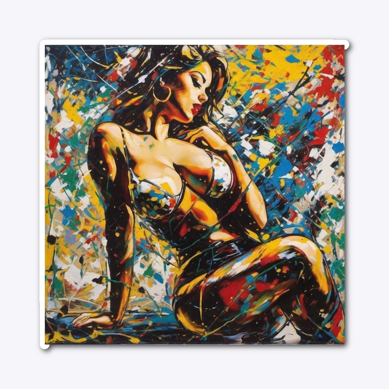 Beautiful woman splashing in paint