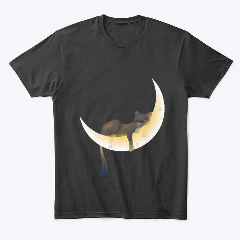 Black Cat Sleeping on a Crescent moon