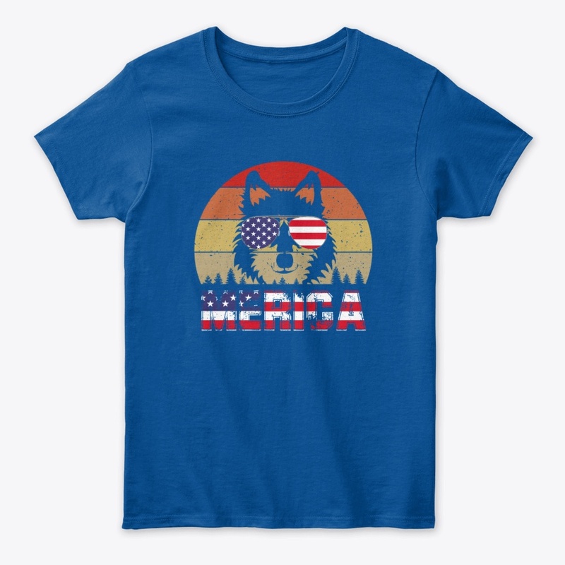 Big puppy with American flag glasses