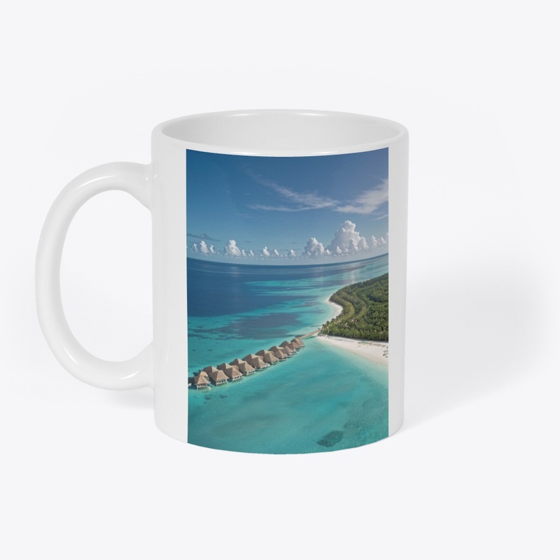 Coffee mug, with Maldives image.