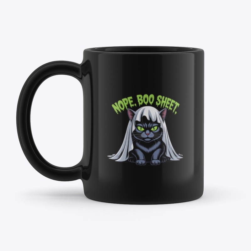 Nope. Boo Sheet. Funny Ghost Cat