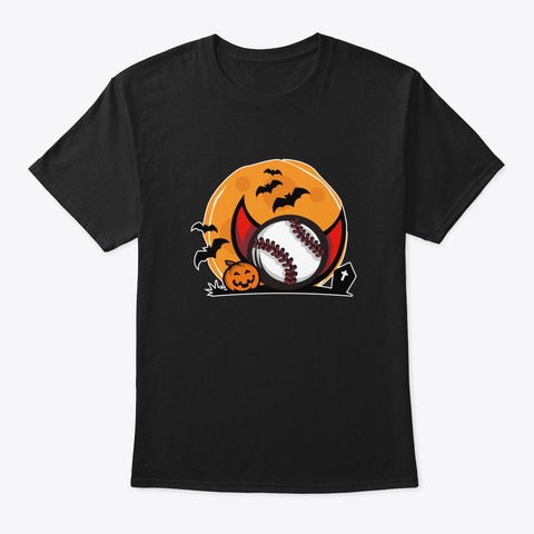 Funny Vampire Dracula Baseball Halloween Black T-Shirt Front