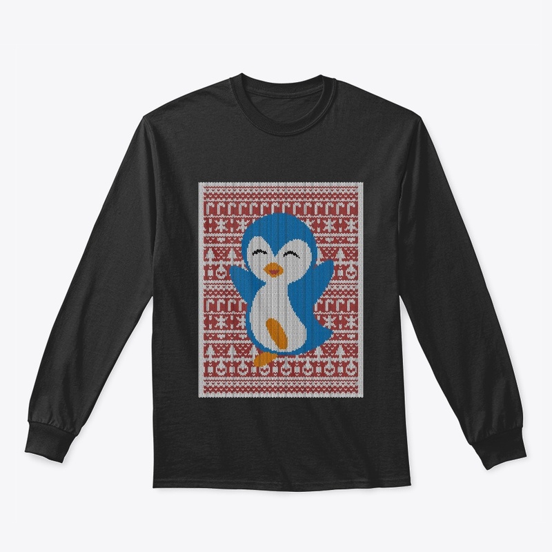 Long Sleeves Cheering Penguin-Ugly Xmas