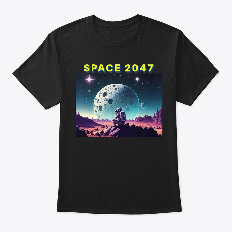 A spaceman sat infront of a planet