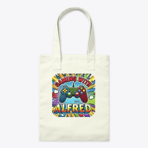 Gaming With Alfred : Pop Art Collection Natural T-Shirt Front
