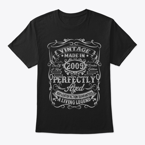 Vintage 2009 11 Th Birthday 11 Years Old  Black T-Shirt Front