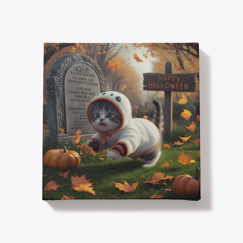 Cute Halloween Cat Art Print