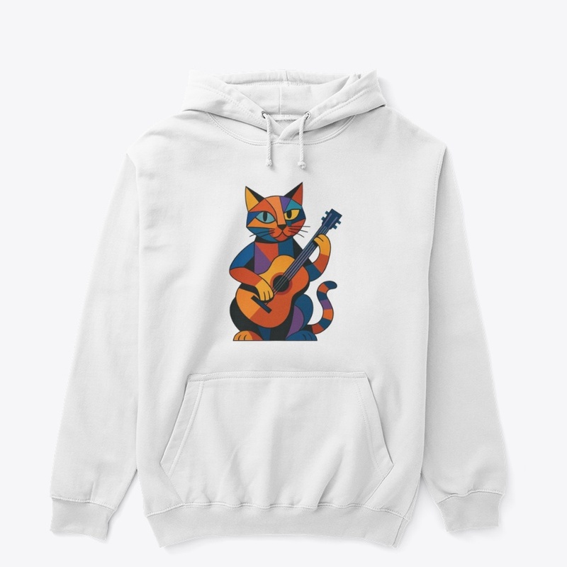 Colorful Cat Guitar Art