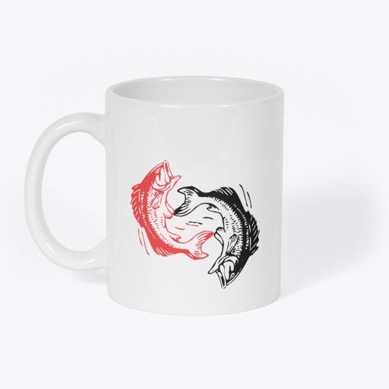 T shrit Red & White Koi Fish Yin Yang