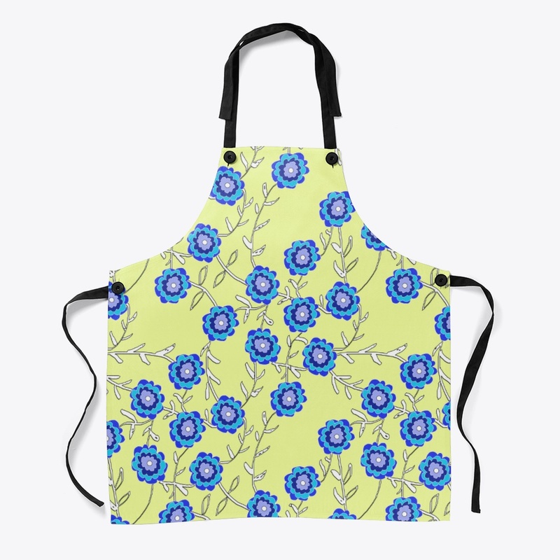 Blue Flowers on Yellow