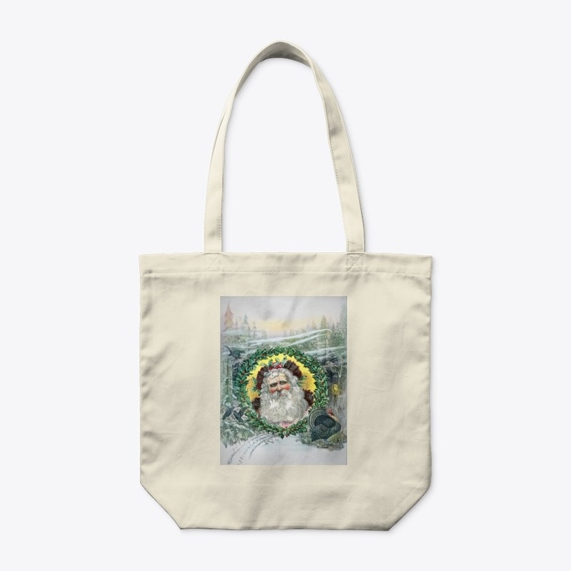 Vintage Santa with wreath.