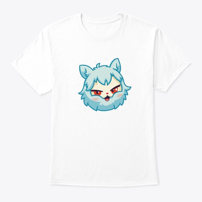 Adorable Blue Cat Face Cartoon Design