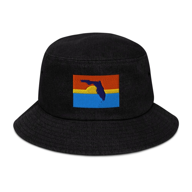 Florida Embroidered Denim Bucket Hat