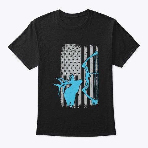 American Flag For Archery Hunters Black T-Shirt Front