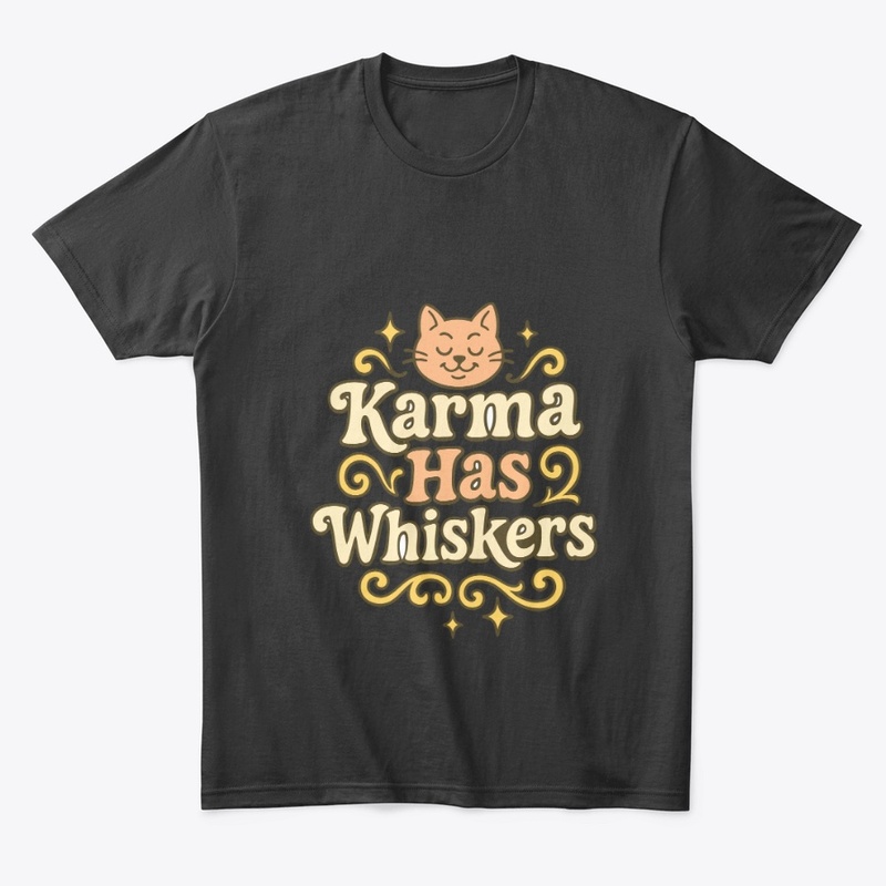 Karma Has Whiskers Retro Cat Tee Gift