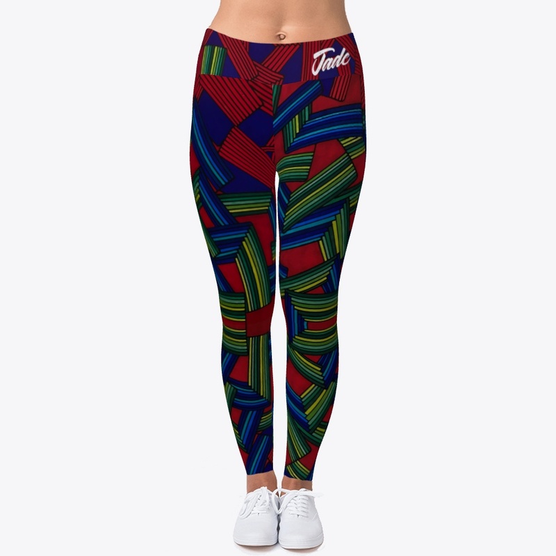Red Green Abstract Leggings