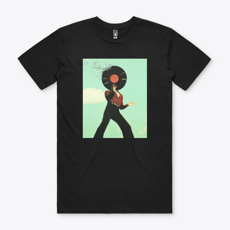 a person with vinyl head