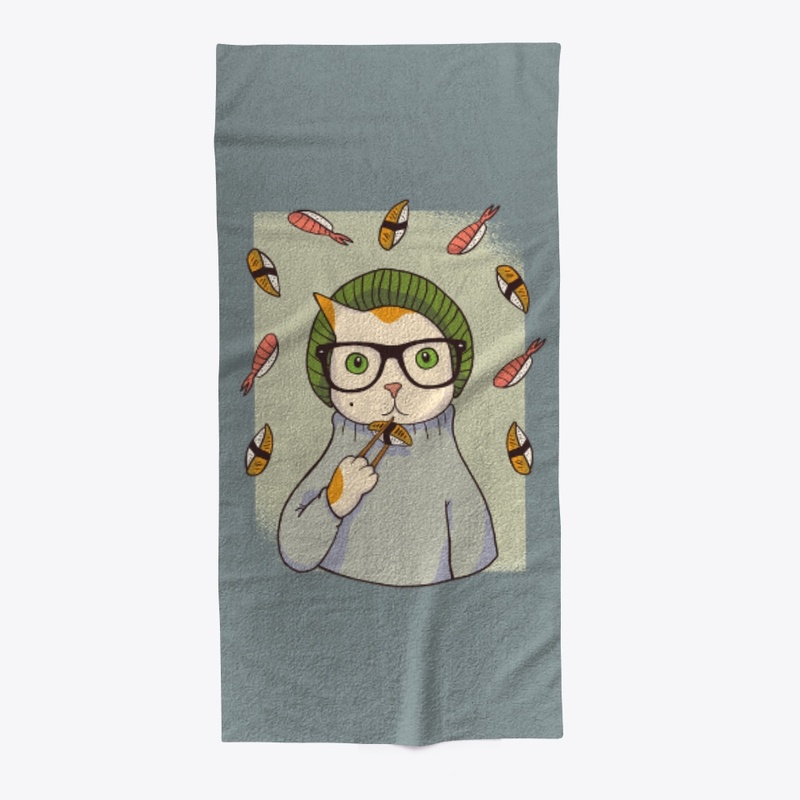 hipster cat towel