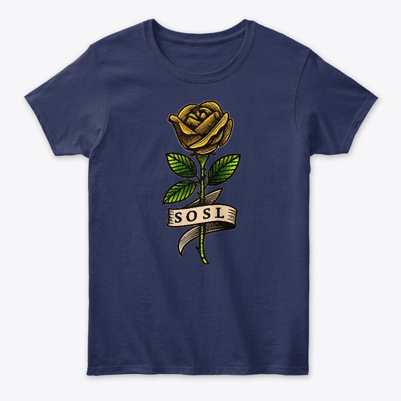 Single Rose womens T, full color yellow