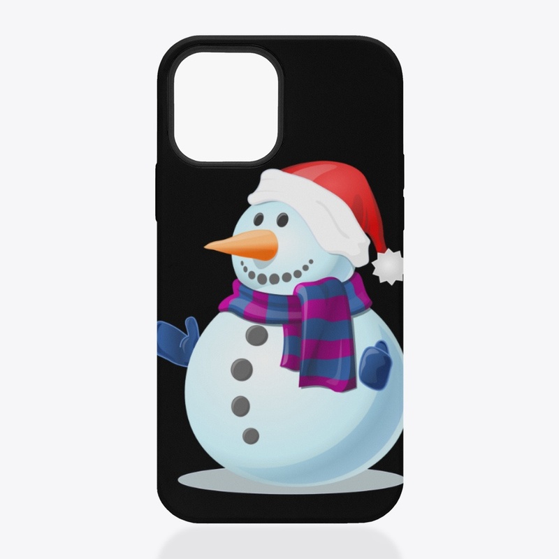 Snow man wearing santa hat design
